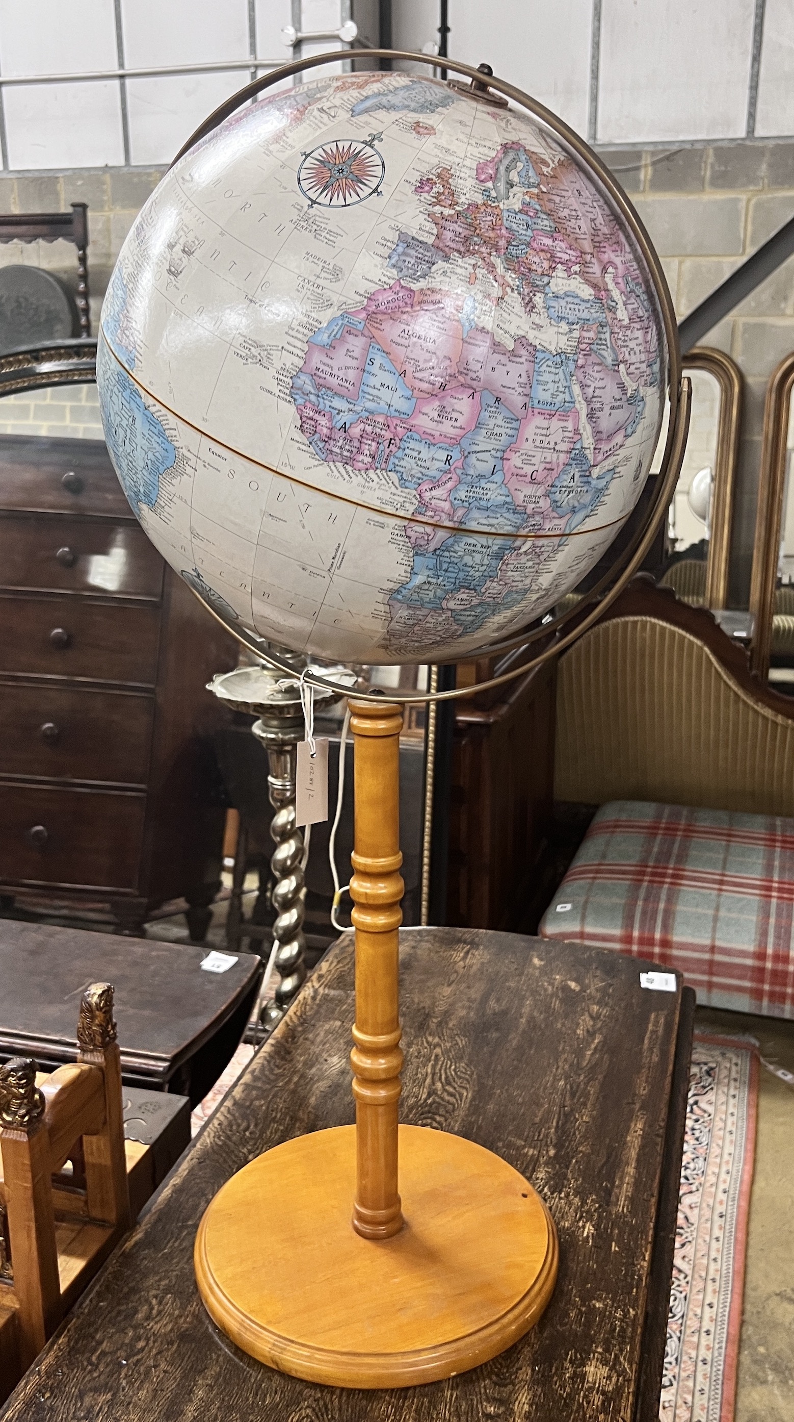 A Replogle 16in. World Classic Series globe on stand, height 95cm